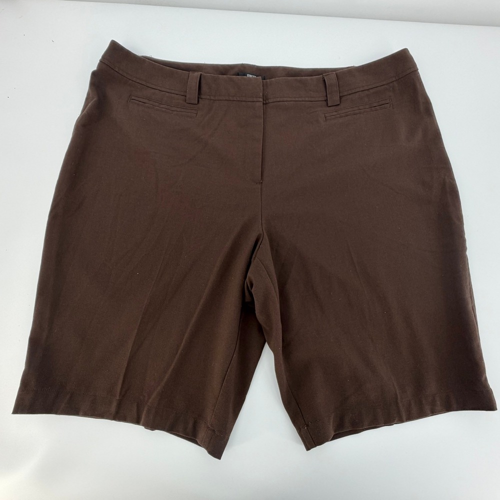 Style & co Shorts Womens 22W Brown Stretch Bermuda Faux Pockets Plus Size Casual